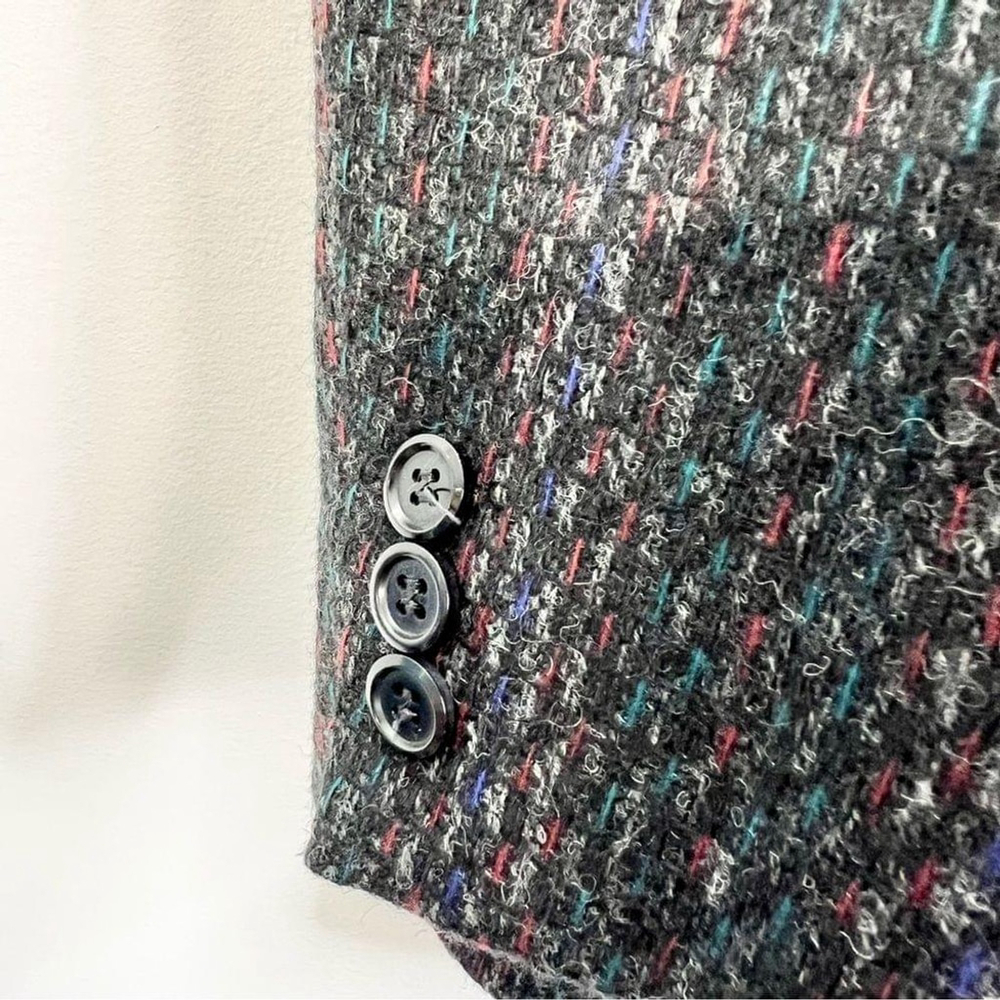 Vintage 100% wool black multi colour tweed blazer 40 R - Picture 5 of 9
